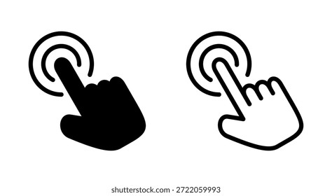 Icono de Hacer clic de mano para App y Sitios web. símbolo de puntero y símbolo. icono de cursor de mano