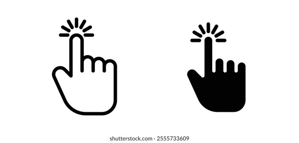 Hand click icon symbol collection on white background.