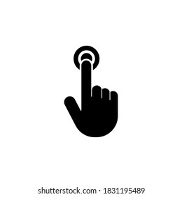 Símbolo de icono de clic con la mano vector en fondo blanco