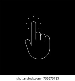 Hand click icon, thin line