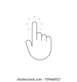 Hand click icon, thin line