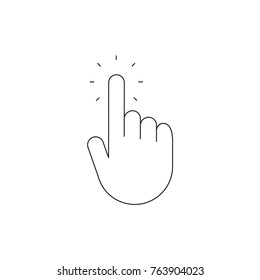 Hand click icon, thin line
