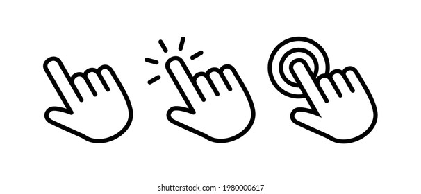 Hand click icon, Hand touch symbol vector