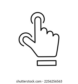 Hand click icon in trendy outline style design. Vector graphic illustration. click symbol for website design, logo, app, and ui. Editable vector stroke.