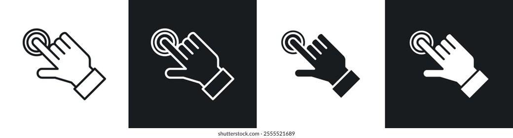 Hand click icon vector collection in black and white.
