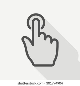 Hand click icon - vector , eps10 (line icon, long shadow)