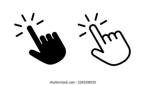 Hand-klicken-Symbol, Vektorgrafik. Zeigerzeichen und -zeichen. Zeigersymbol