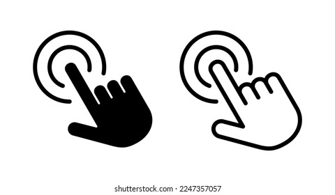 Haga clic con la mano en la ilustración del vector de icono. símbolo y signo de puntero. icono del cursor de mano