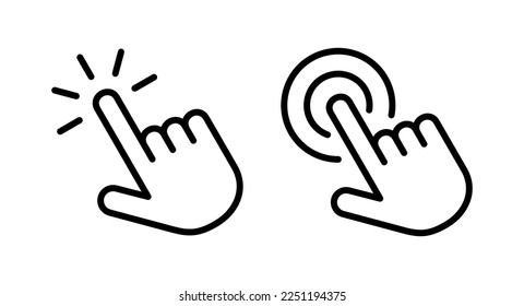 Hand-klicken-Symbol, Vektorgrafik. Zeigerzeichen und -zeichen. Zeigersymbol
