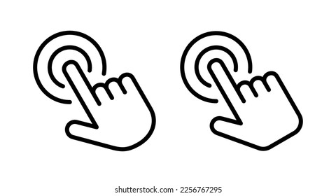 Haga clic con la mano en la ilustración del vector de icono. símbolo y signo de puntero. icono del cursor de mano