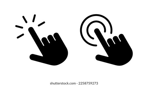 Haga clic con la mano en la ilustración del vector de icono. símbolo y signo de puntero. icono del cursor de mano