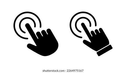 Haga clic con la mano en la ilustración del vector de icono. símbolo y signo de puntero. icono del cursor de mano