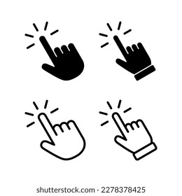 Haga clic con la mano en la ilustración del vector de icono. símbolo y signo de puntero. icono del cursor de mano