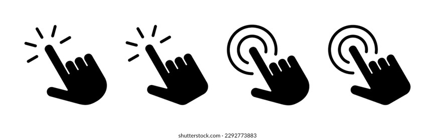 Haga clic con la mano en la ilustración del vector de icono. símbolo y signo de puntero. icono del cursor de mano
