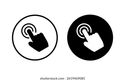Klicken Sie mit der Hand auf ein Vektorgrafik-Symbol. Zeigerzeichen und -symbol. Zeigersymbol