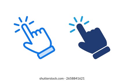 Icono de Hacer clic de mano Ilustración vectorial. símbolo de puntero y símbolo. icono de cursor de mano