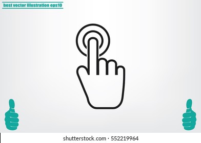 Hand click icon vector illustration eps10. Isolated badge for website or app - stock infographics