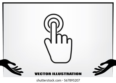 Hand click icon vector illustration eps10. Isolated badge for website or app - stock infographics.