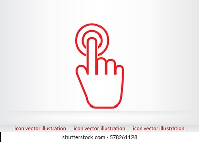 Hand click icon vector illustration eps10. Isolated badge for website or app - stock infographics.