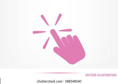 Hand click icon vector illustration eps10. Isolated badge for website or app - stock infographics.