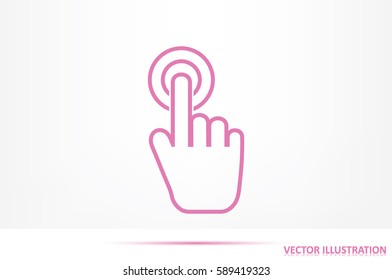 Hand click icon vector illustration eps10. Isolated badge for website or app - stock infographics