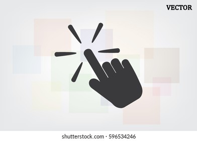 Hand click icon vector illustration eps10. Isolated badge for website or app - stock infographics.