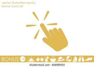 Hand click icon vector illustration eps10. Isolated badge for website or app - stock infographics.