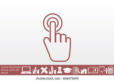 Hand click icon vector illustration eps10. Isolated badge for website or app - stock infographics