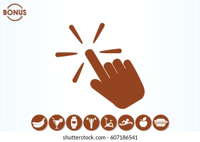 Hand click icon vector illustration eps10. Isolated badge for website or app - stock infographics.