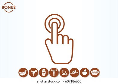 Hand click icon vector illustration eps10. Isolated badge for website or app - stock infographics
