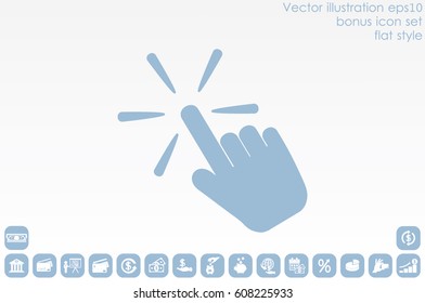 Hand click icon vector illustration eps10. Isolated badge for website or app - stock infographics.