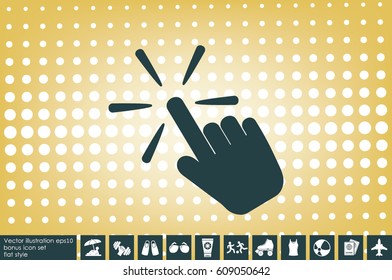 Hand click icon vector illustration eps10. Isolated badge for website or app - stock infographics.