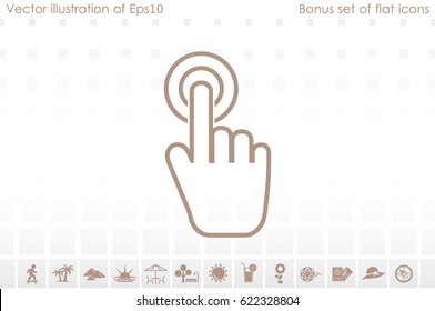 Hand click icon vector illustration eps10. Isolated badge for website or app - stock infographics