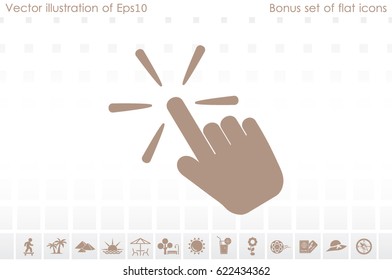 Hand click icon vector illustration eps10. Isolated badge for website or app - stock infographics.