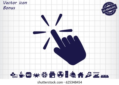 Hand click icon vector illustration eps10. Isolated badge for website or app - stock infographics.