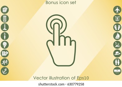Hand click icon vector illustration eps10. Isolated badge for website or app - stock infographics