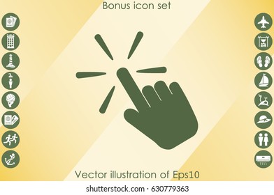 Hand click icon vector illustration eps10. Isolated badge for website or app - stock infographics.