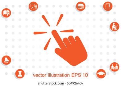 Hand click icon vector illustration eps10. Isolated badge for website or app - stock infographics.