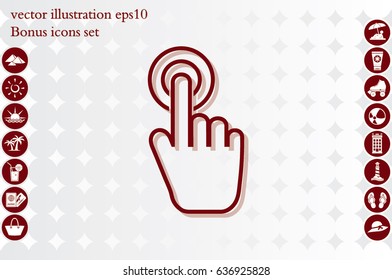 Hand click icon vector illustration eps10. Isolated badge for website or app - stock infographics