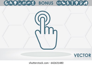 Hand click icon vector illustration eps10. Isolated badge for website or app - stock infographics