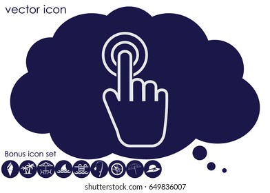 Hand click icon vector illustration eps10. Isolated badge for website or app - stock infographics