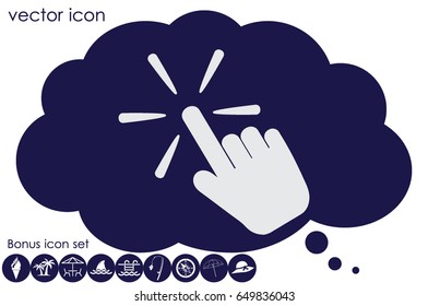 Hand click icon vector illustration eps10. Isolated badge for website or app - stock infographics.