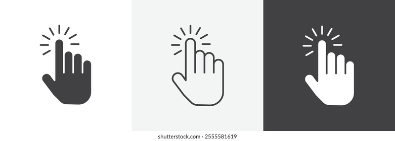 Hand click icon vector set for ui designs