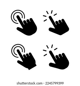 Haz clic con la mano en el vector de iconos para la aplicación web y móvil. símbolo y signo de puntero. icono del cursor de mano