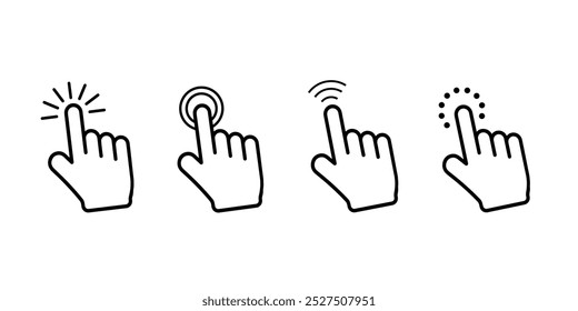 Hand click icon,Hand cursor icon set. click icon vector. hand click pointer