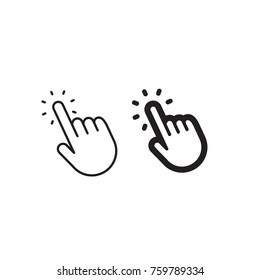 Hand click icons, different line strokes