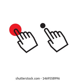 Hand click icons with Dot, red and black. illustration... for web and mobile app - Vector