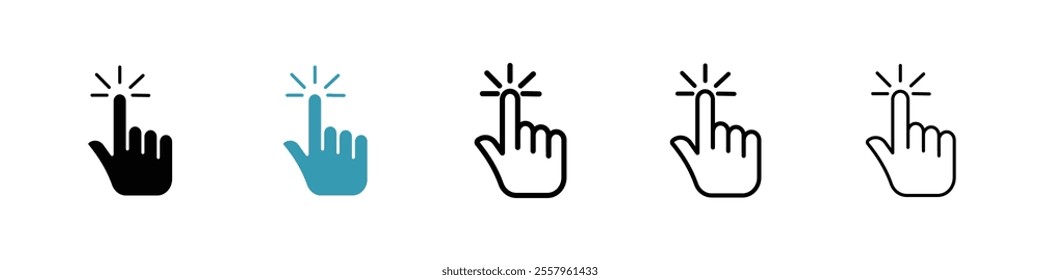 Hand click icons pack in black and blue.