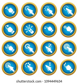 Hand click icons set. Simple illustration of 16 hand click vector icons for web