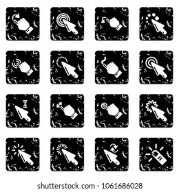 Hand click icons set vector grunge isolated on white background 